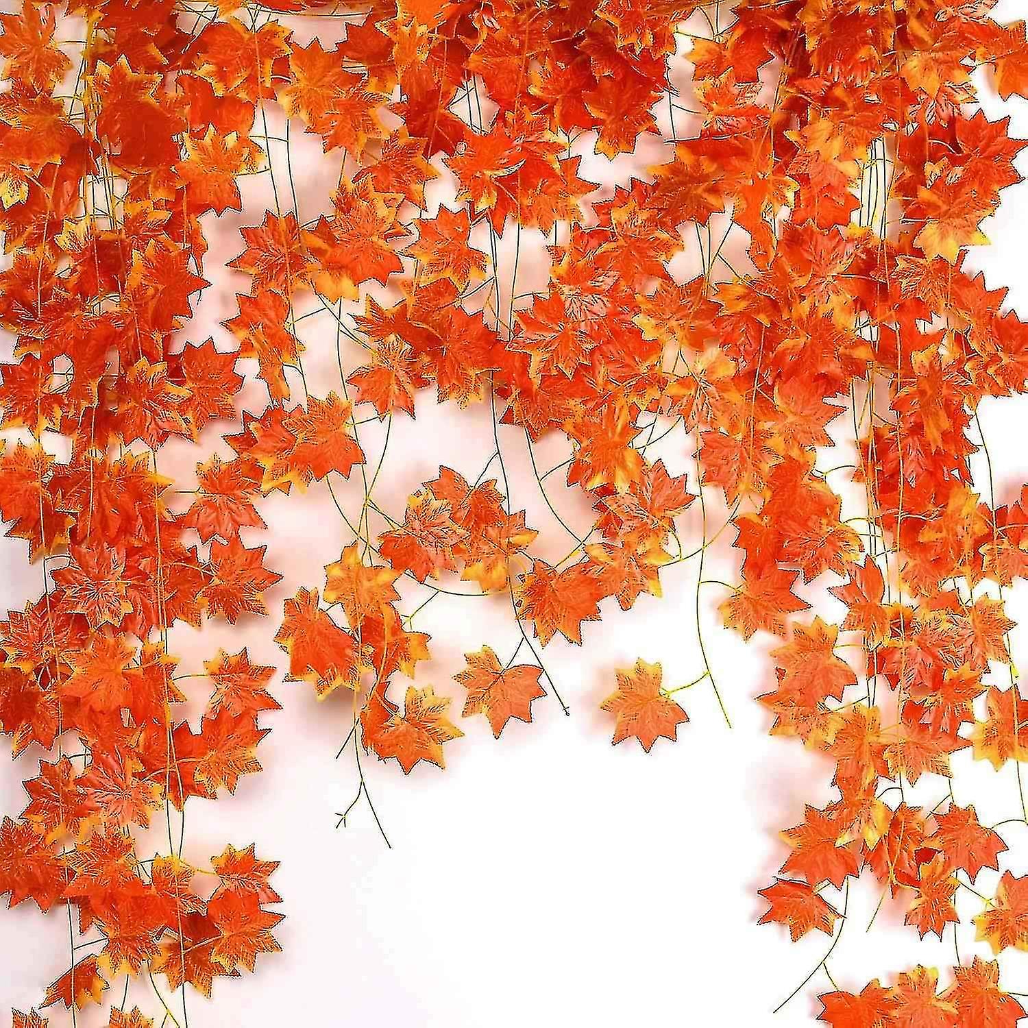12個/各90インチ、人工カエデの葉のつる、フェイクリーフ、オータムリーフリース、ハンギングプラント
