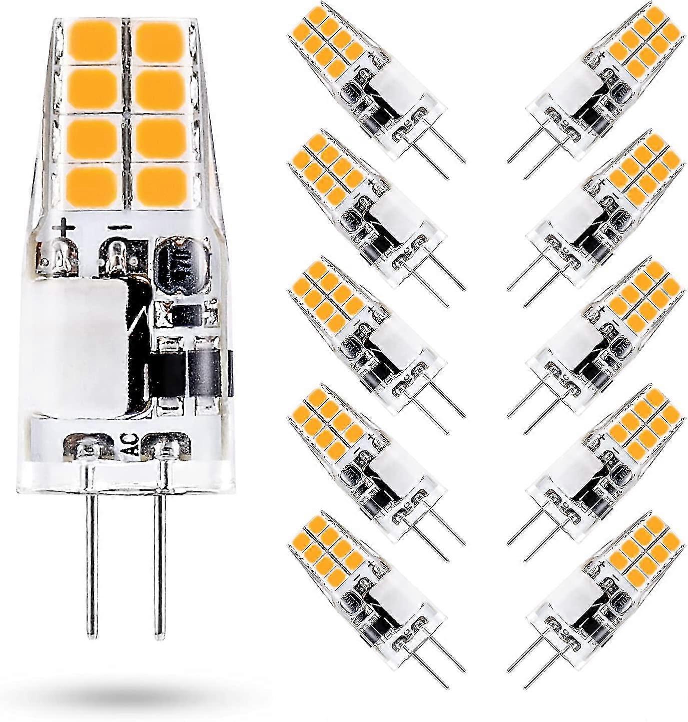 נורת G4 Led 12v, 3000k לבן חם, 3w שווה ערך ל-35w G4 נורת הלוגן, 300 לומן, לא ניתן לעמעם, חבילה של 10