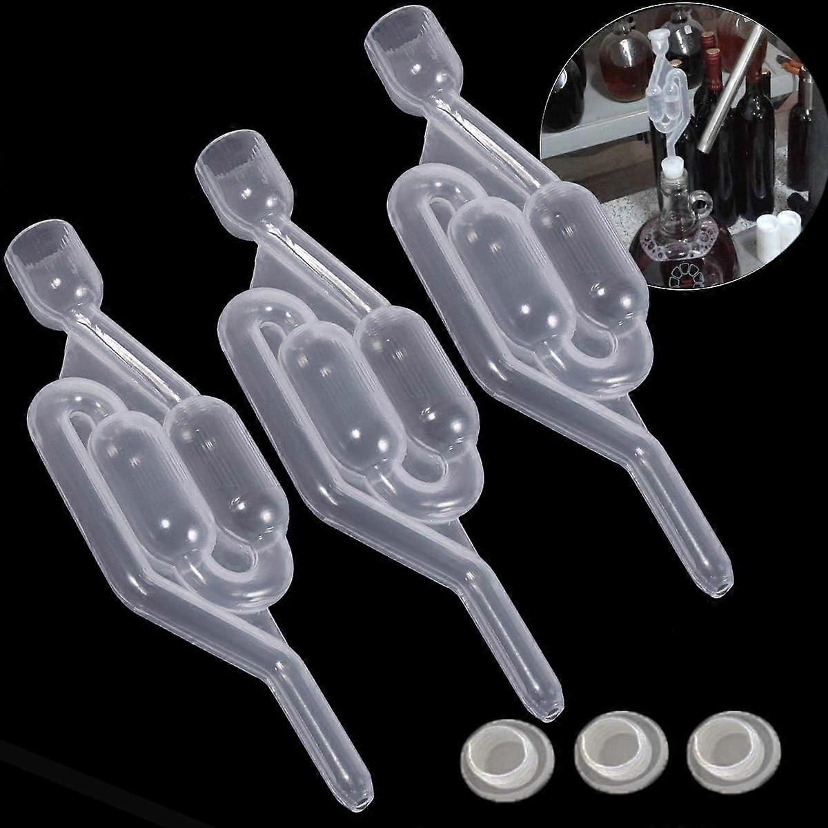 5PCS Plastic Bubbler with Stopper, Airlock Fermentation Plug for Wine Making Beer Fermentation