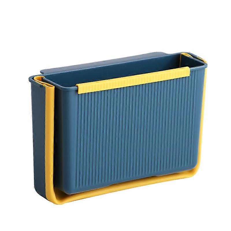 Small hanging kitchen trash can Wall mounted folding trash can Blue