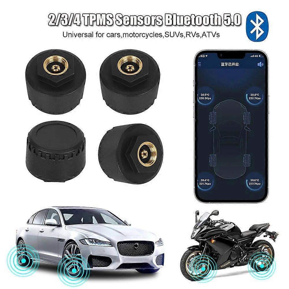 Bluetooth 5.0 2/3/4 TPMS Sensors Motorcycle Car Tire Pressure Monitoring System 0~100PSI Tyre Tester Automobile Accessrories ST1M552