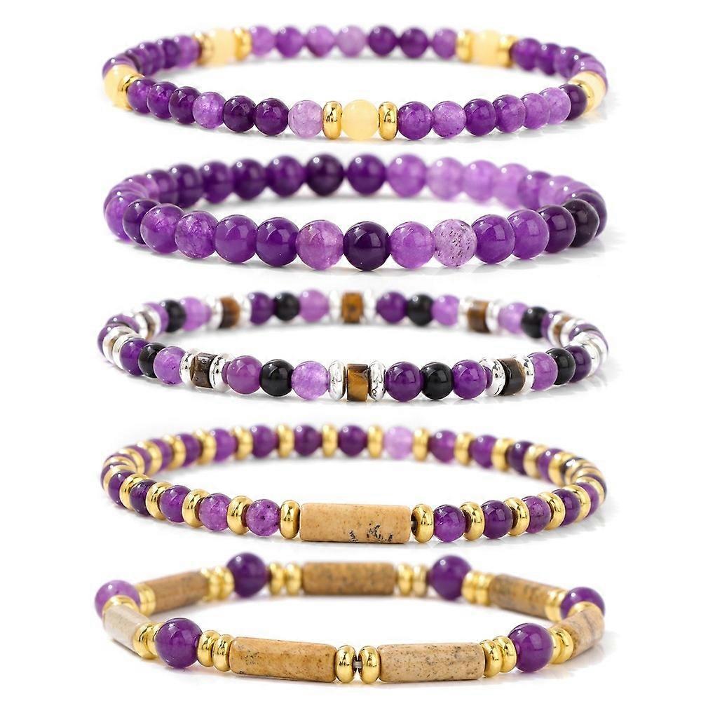 Bracelet-Amethyst Set - Serene Purple Elegance