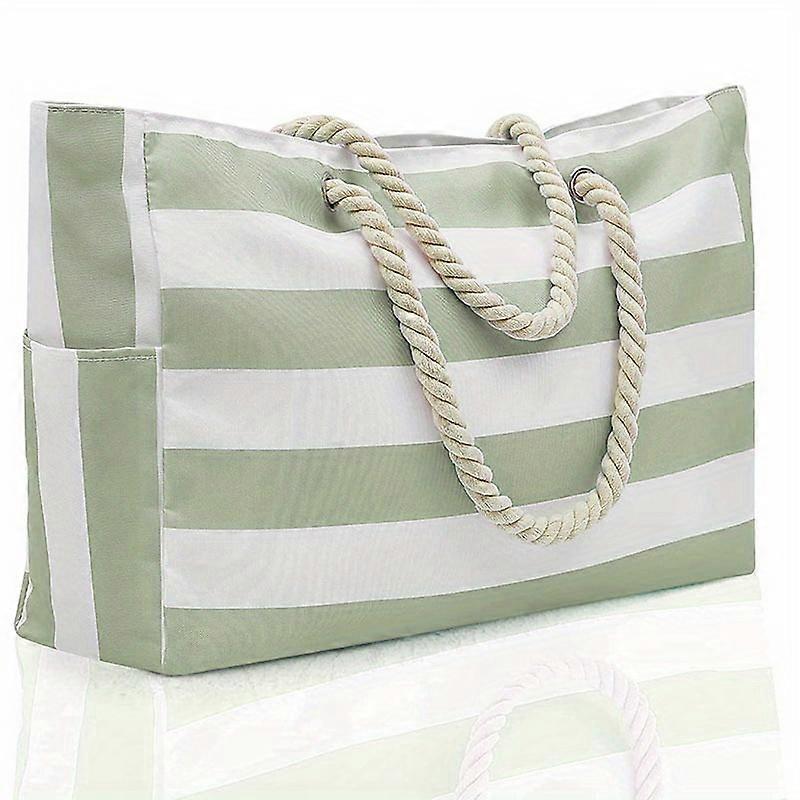 1pc Beach Bag, Waterproof Large Zipper Handbag, Foldable Shoulder Bag Tote Bag For Outdoor Shopping Camping Travel