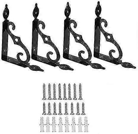 4 Piece Shelf Brackets Set Cast Iron Shelf Brackets Rust Prevention Heavy Duty Brackets Wall Bracket