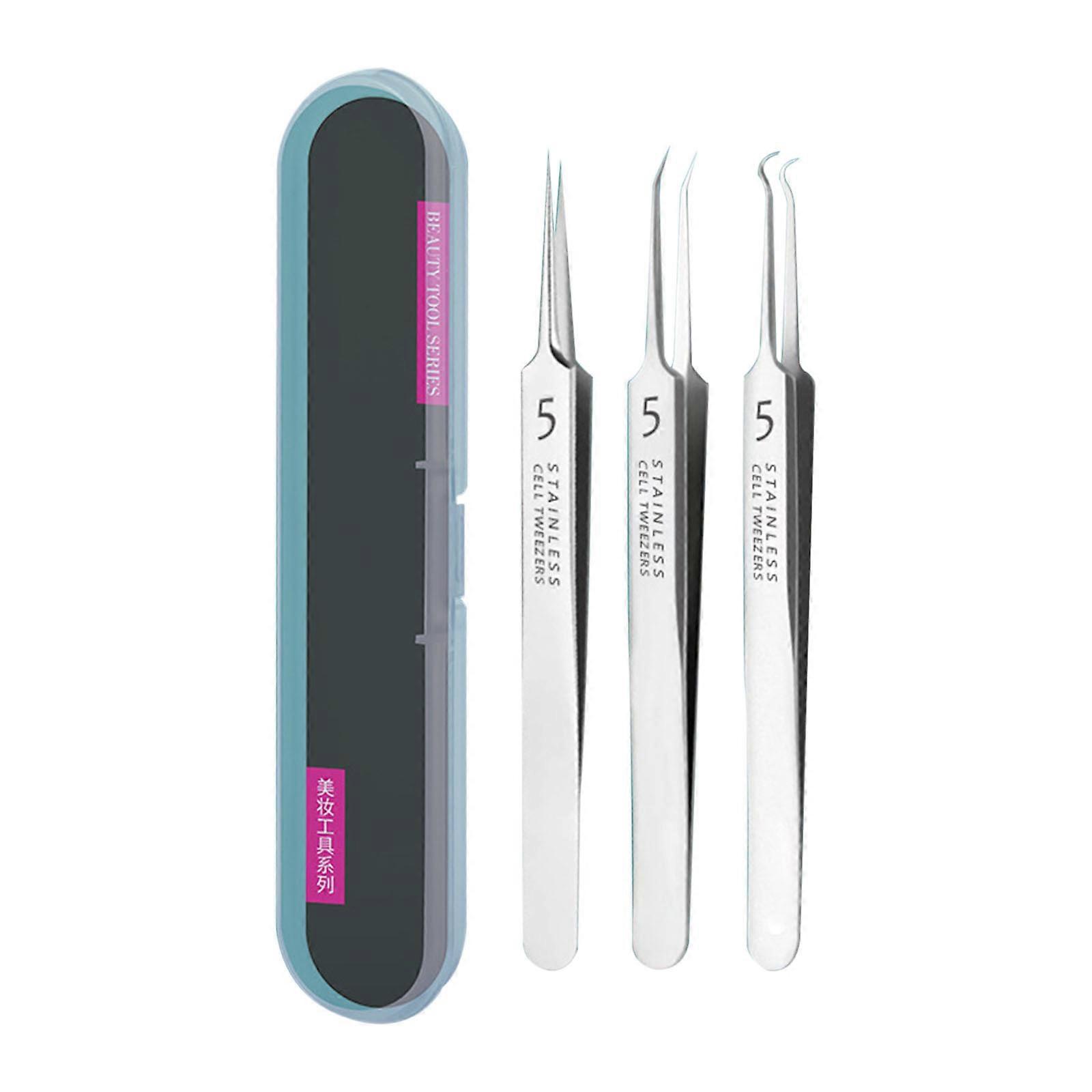 Driedelige set mee-eterklemmen: precisiegereedschap en artefacten.