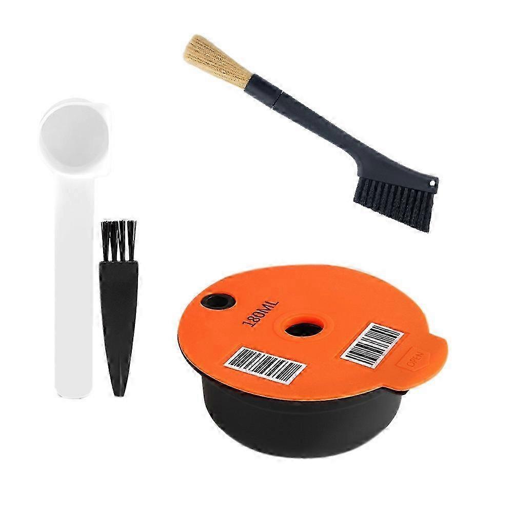 180ML Reusable Coffee Capsule Pods for Silicone Lid Refillable Filter Coffee Maker Pod with Coffee Brush