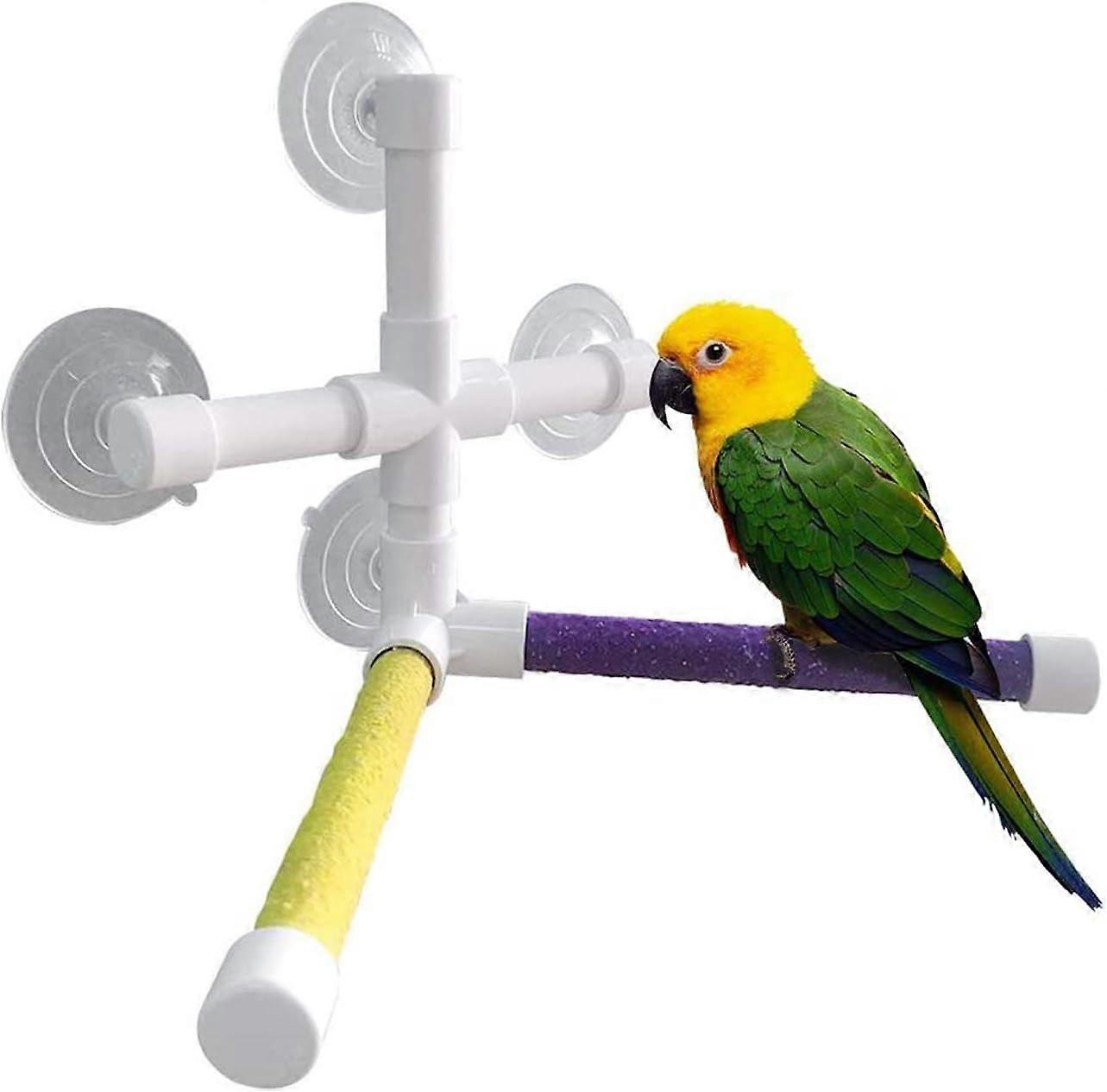 bath perch, shower perch, parakeet bird bath standing platform, sucker window