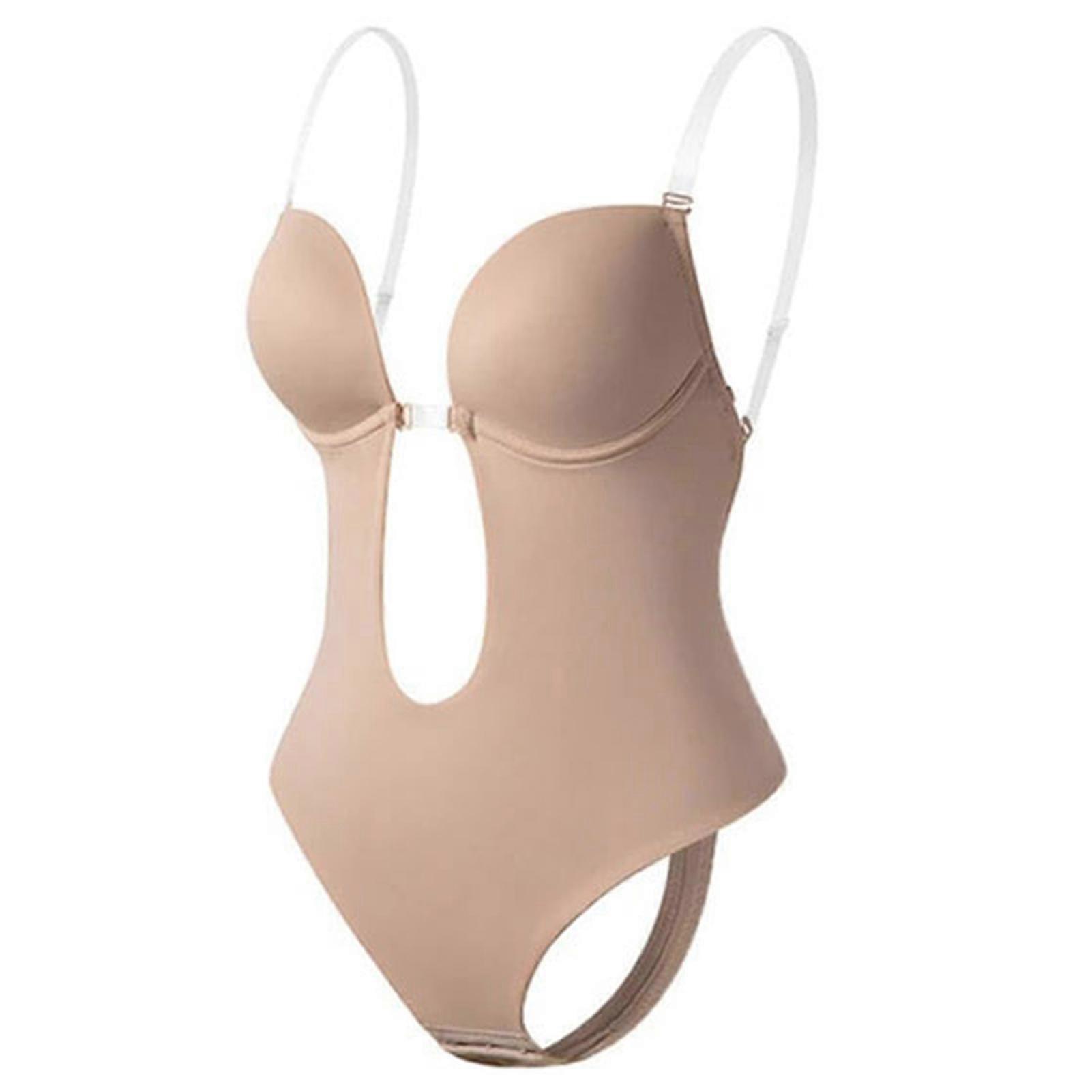 Women's Backless Body Shaper Bra With Invisible Shoulder Straps Deep V Bodysuit