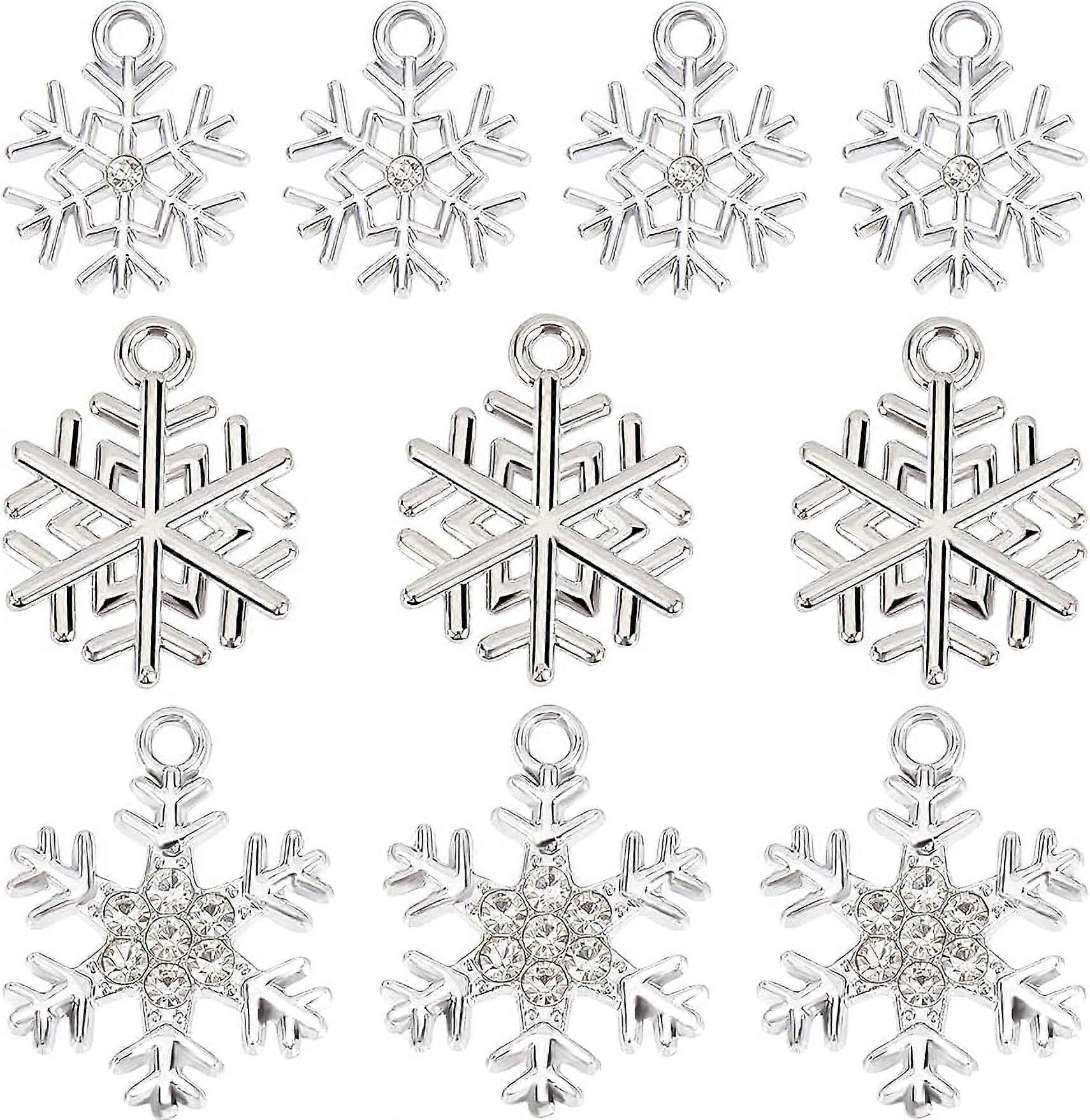 Snowflake Charms Bulk Assorted Christmas Snow Charms for DIY Accessories Supplies