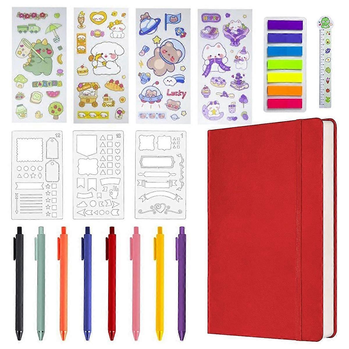 Hardcover Notebook Set,Supplies Planner Daily Stationary+Calendar,Contacts Elements for Teen Girls,120GSM,160 Page F