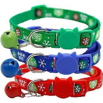 3 pack xmas kjæledyr krage, justerbar julekatt krage med jingle bell
