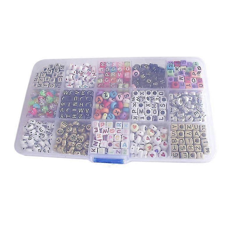 1000pcs/set Mixed Letter Acrylic Beads 15 Different Types For Diy Bracelet