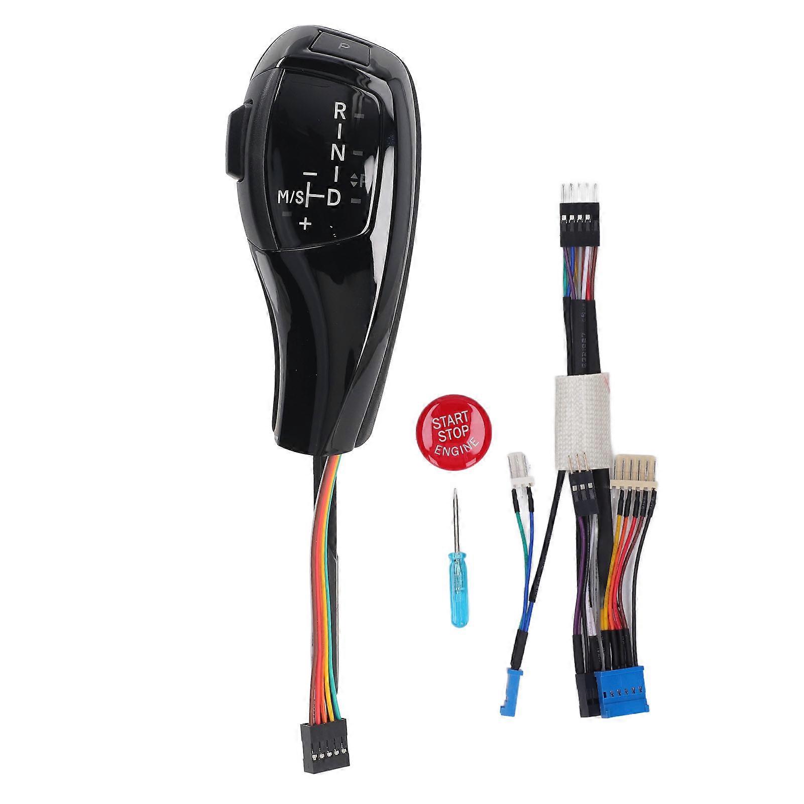 LED Gear Shift Knob Shifter Lever Head Retrofit Kit com botão de parada de partida do motor para 5 Series E39 7 Series E38 LHD Preto Brilhante