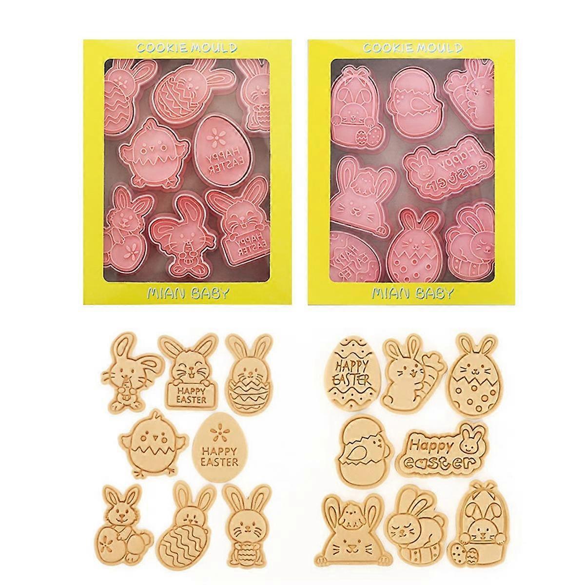 16PCS Easter Cookie Cutter Mold Easter Eggs Rabbit Chick Biscuit Fondant Mould for Easter Party Cak