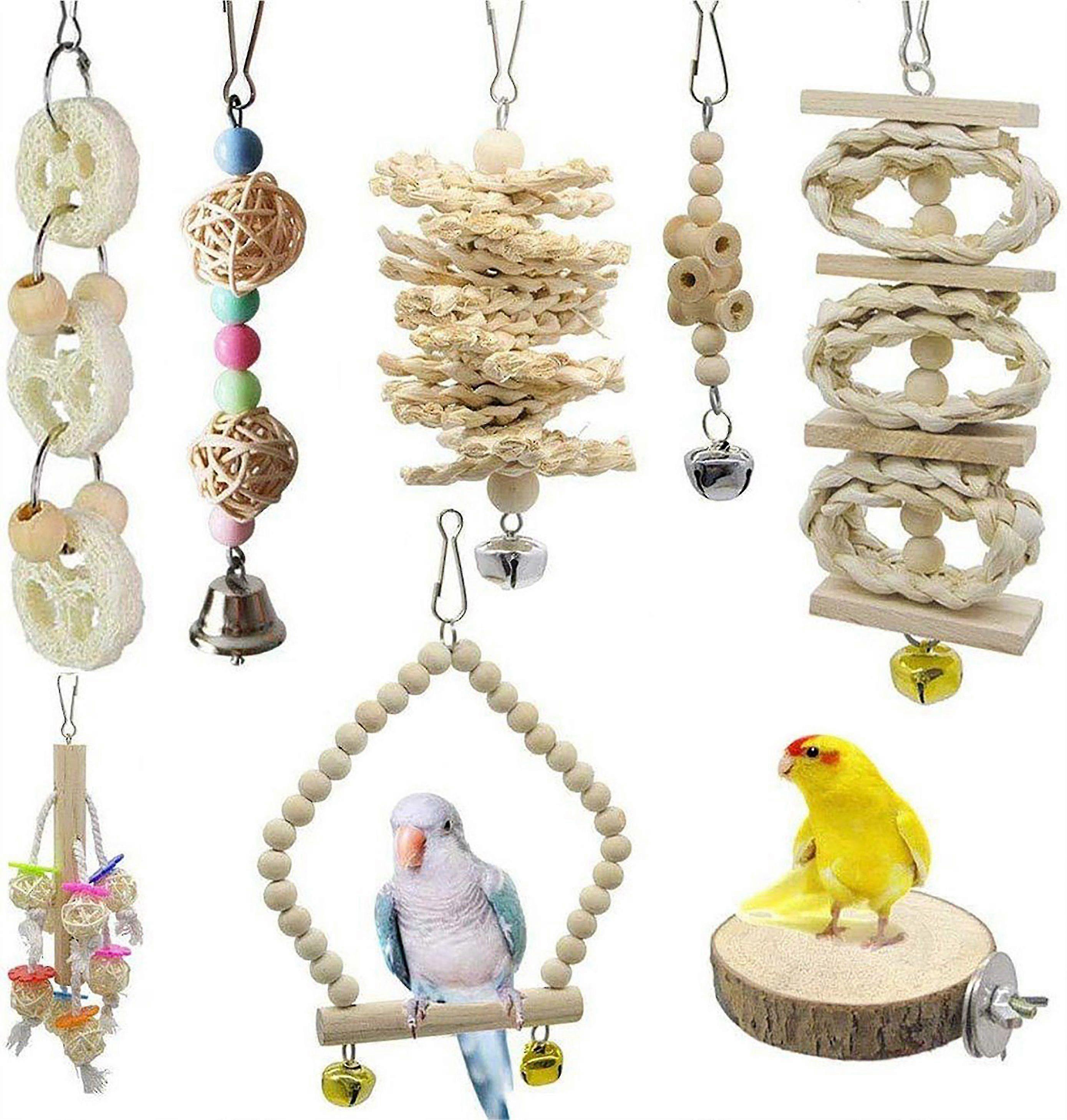 Fuglelegetøj 8 stykker papegøjelegetøj