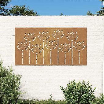 Gartenwanddekoration 105x55 cm Cortenstahl Blumendesign