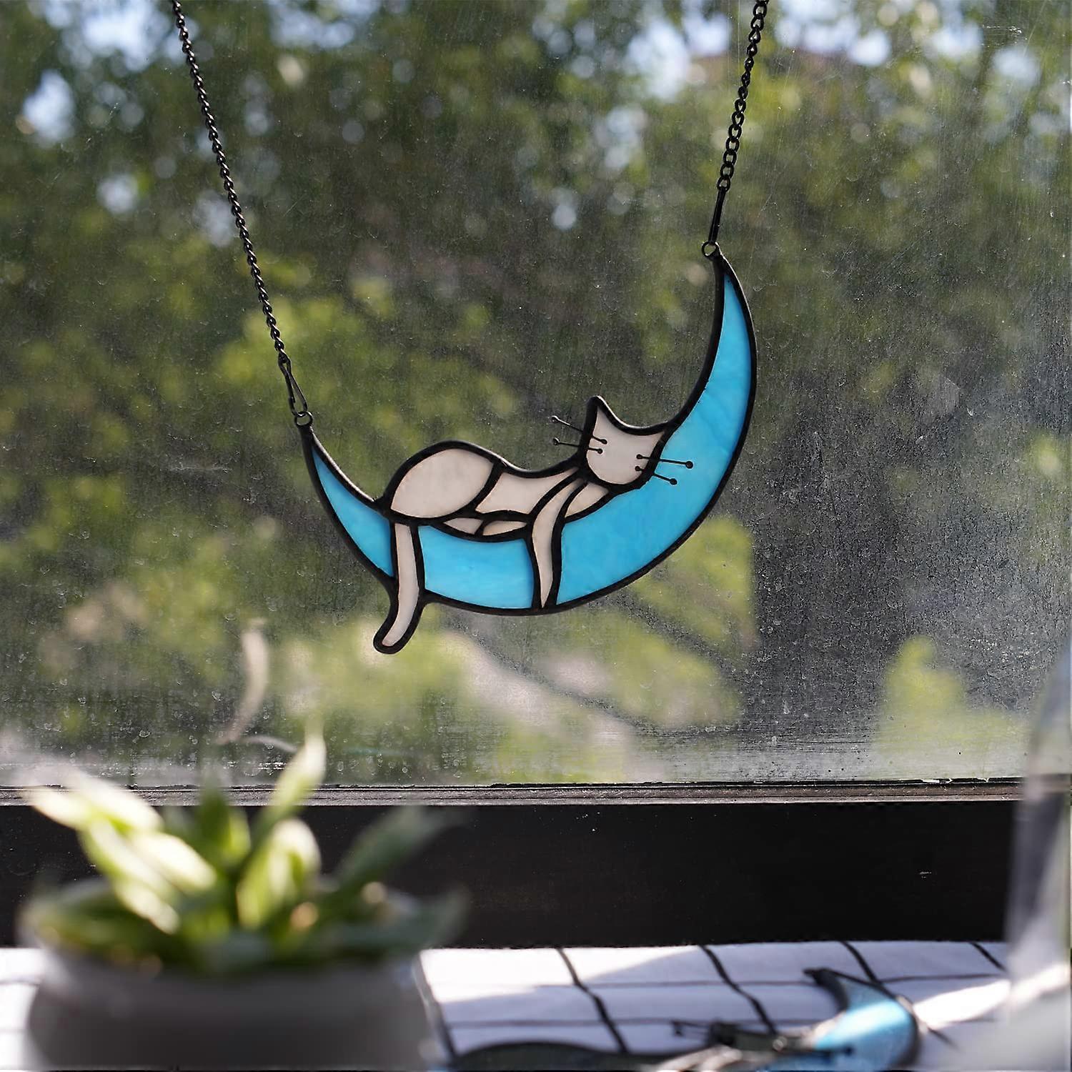 Stained Acrylic Cat Sun Catcher, Sleeping Cat Windo Produktbild-Vorschau 9