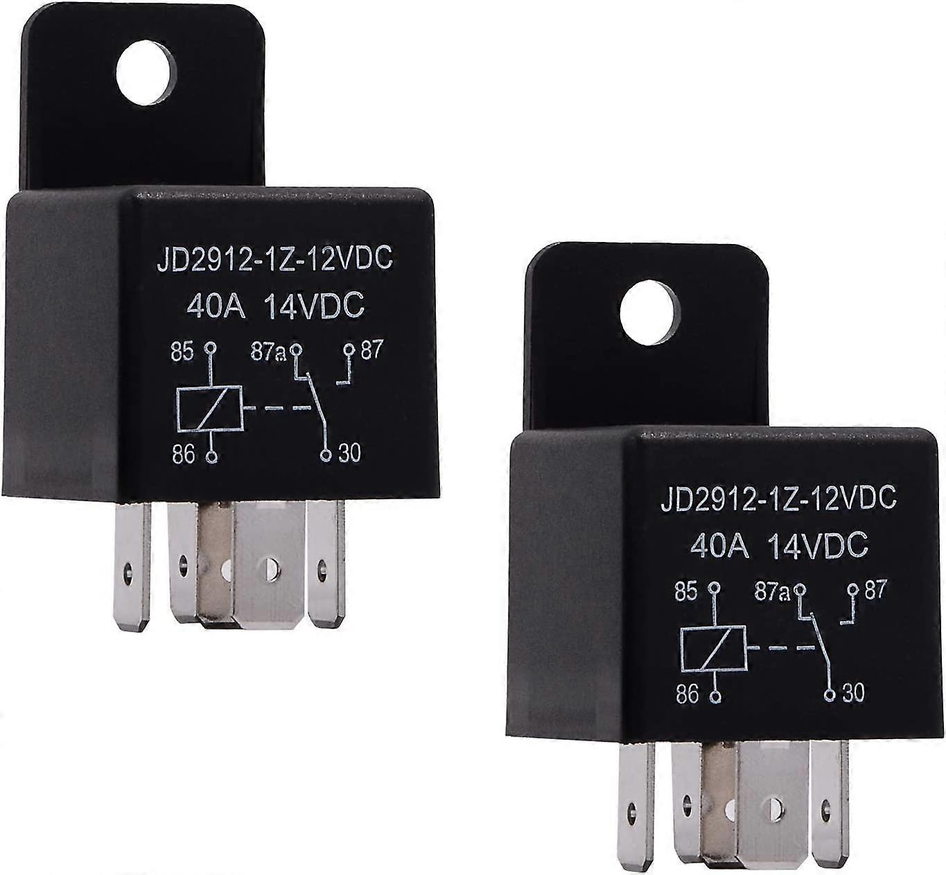 2 Pieces Relay 12V 40A 5 Pin Spdt, Model No.: JD2912-1Z-12VDC 40A 14VDC, Power Switch Relay Contactor, Auto Switches, Car Relay,2024 Ping