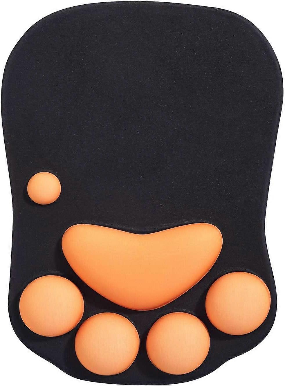 Mouse Pad with Wrist Rest, Ergonomic Mouse Pad, Kawaii Cat Mouse Pad, Silicone Gel Mouse Pad, Non-Slip Base, for Home/Office/Gaming, Black,2024 Ping