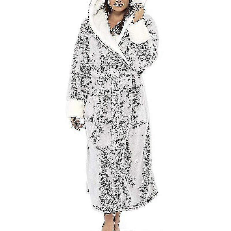 Sherpa Polaire Peignoir Femmes Douce Robe de Chambre Capuche Moelleux Towling Bain Robe_y