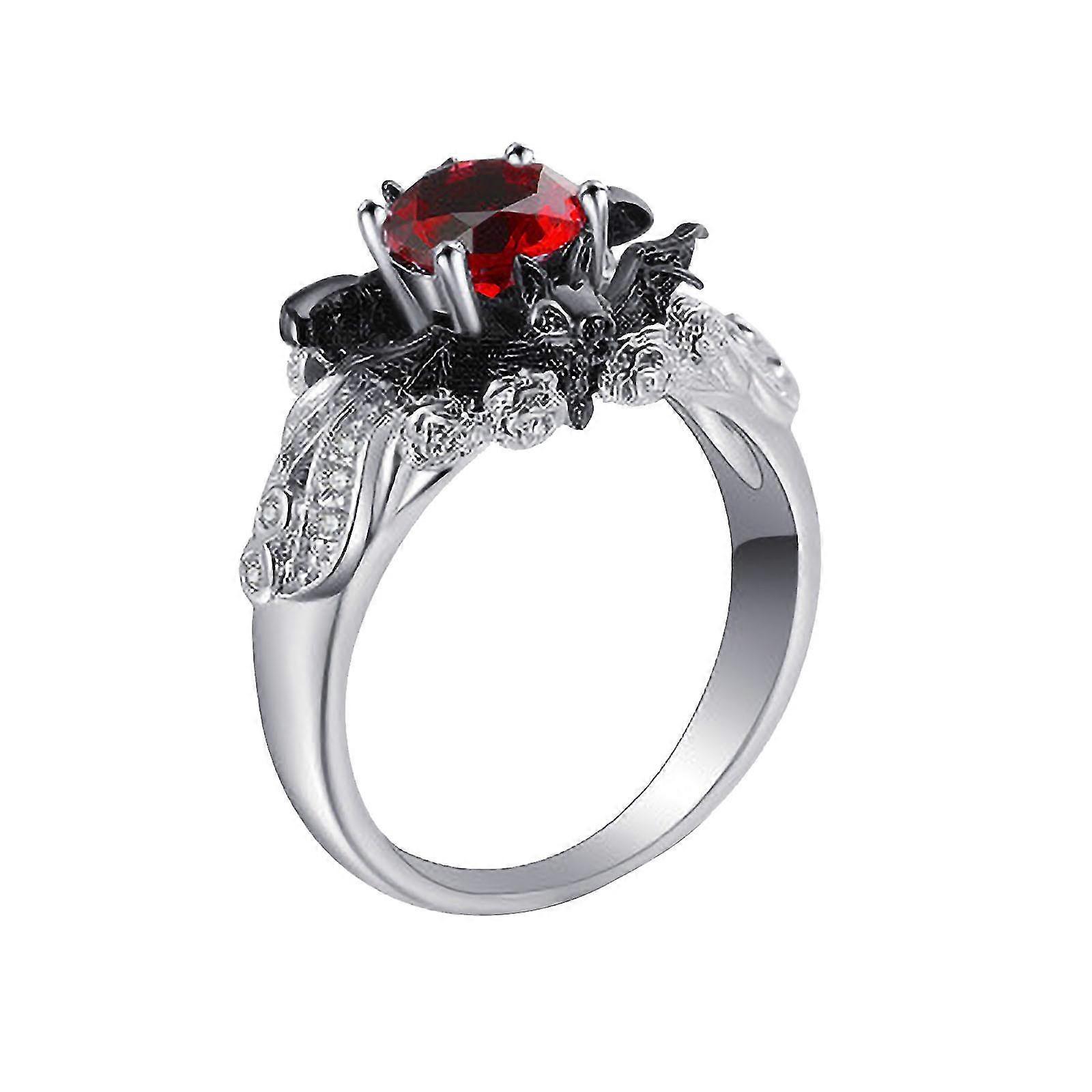 Black Bat-shaped Plating Two-color Alloy Color Zircon Personality Ring