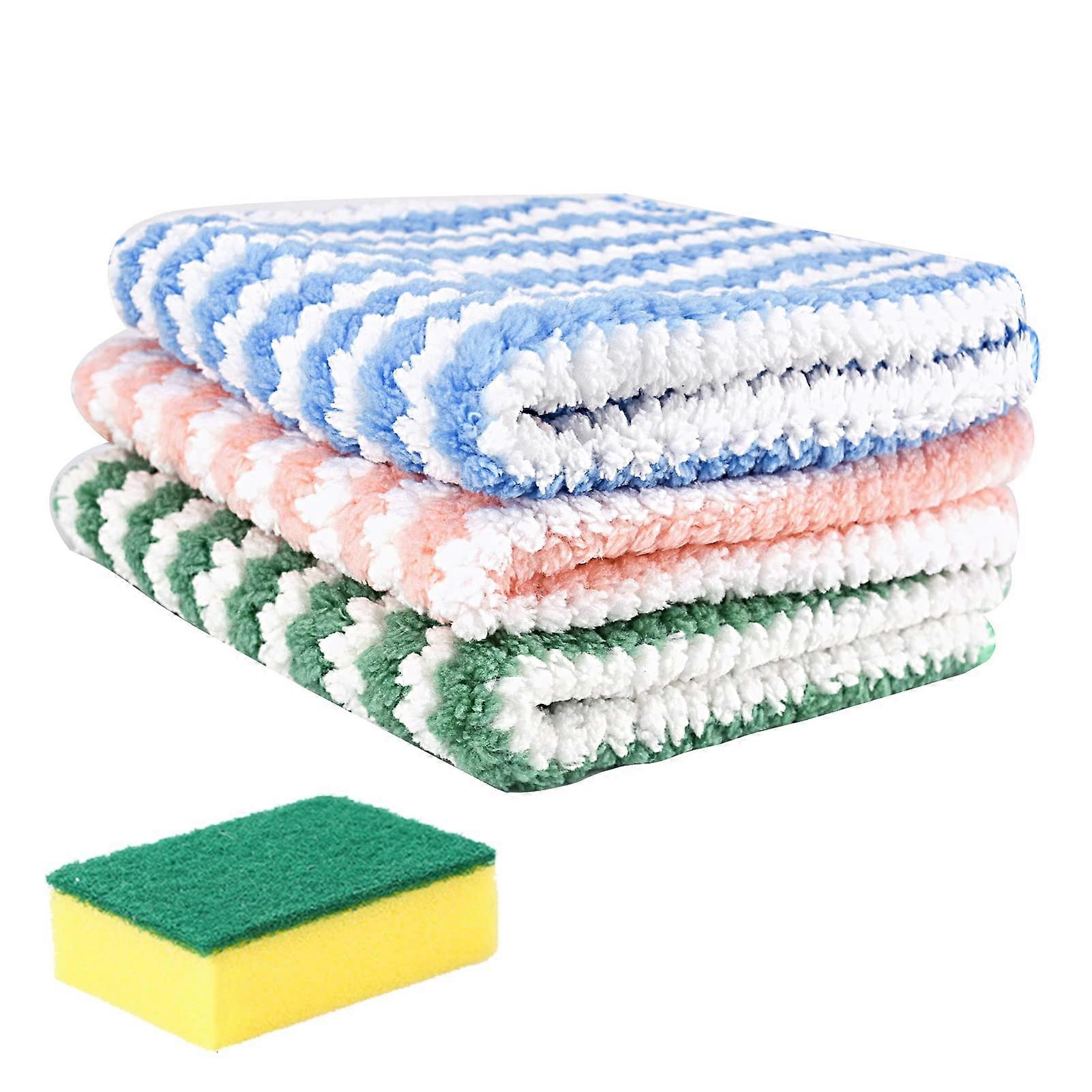 3PCS Microfiber Cleaning Rag Cloth Coral Fleece Clean Cloths Super Absorbent Microfibre Dish Towel Polishing Cleaning