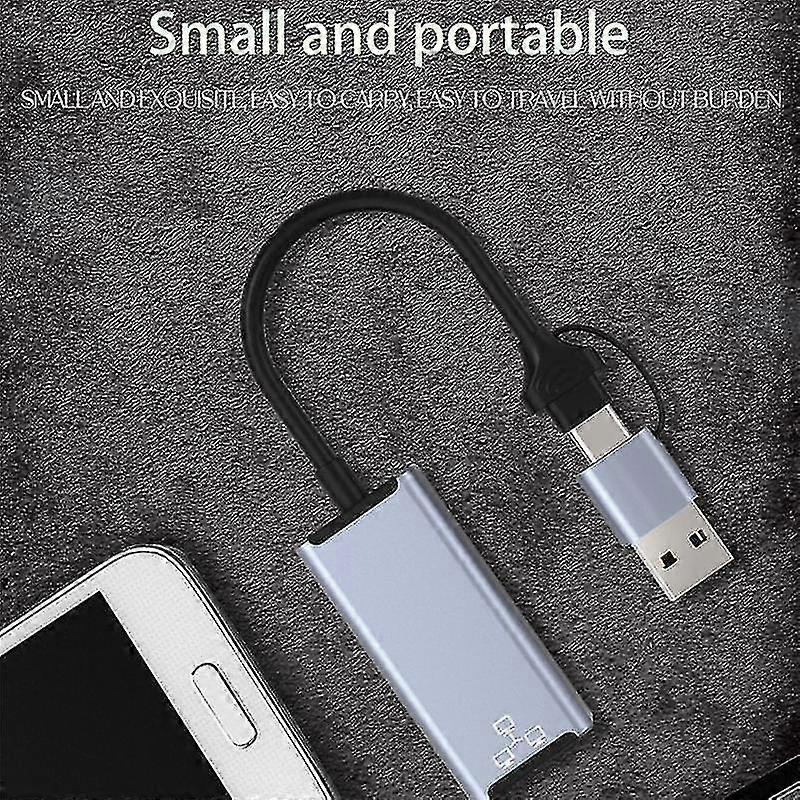 Usb C/usb A To Rj45 Network Card 2-in-1 Network Card Adapter 1000mbps