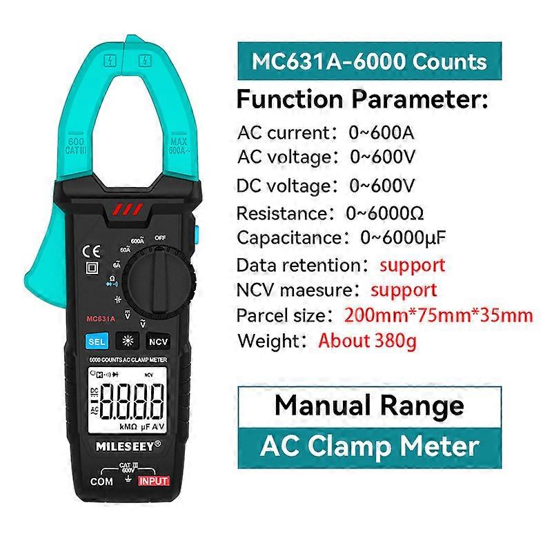 NCV Digital Multimeter Auto Ranging AC/DC voltage meter Flash light Back light Large Screen Clamp Meters