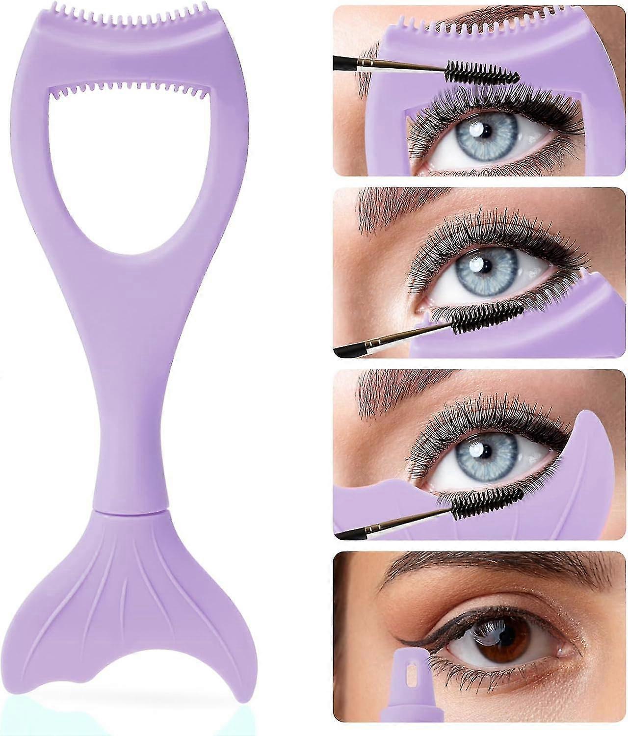 3 In 1 Mermaid Mascara Shield Silicone Eyelash Applicator Guard, Mascara Shield For Eyes, Reusable Eye Makeup Tool With Eyeliner Template