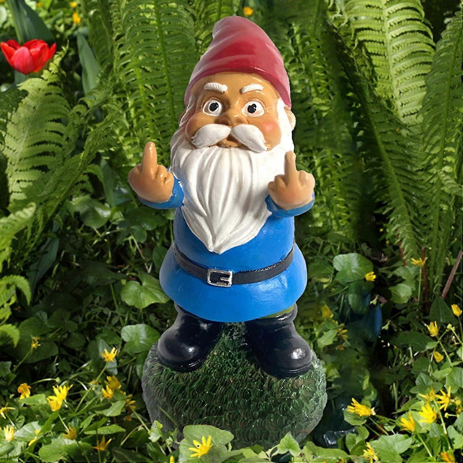 Garden Gnome,15cm Outdoor Humor Garden Gnome Statue, Middle Finger ...