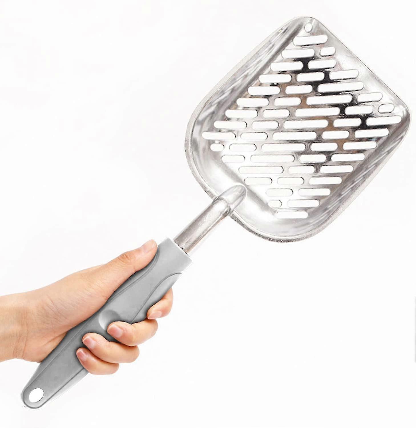 مغرفة فضلات القطط ، مغرفة فضلات القطط المصنوعة من سبائك الألومنيوم ، مغرفة القمامة ، مغرفة صندوق القمامة ، مغرفة القط مع يد طويلة مطاطية مريحة