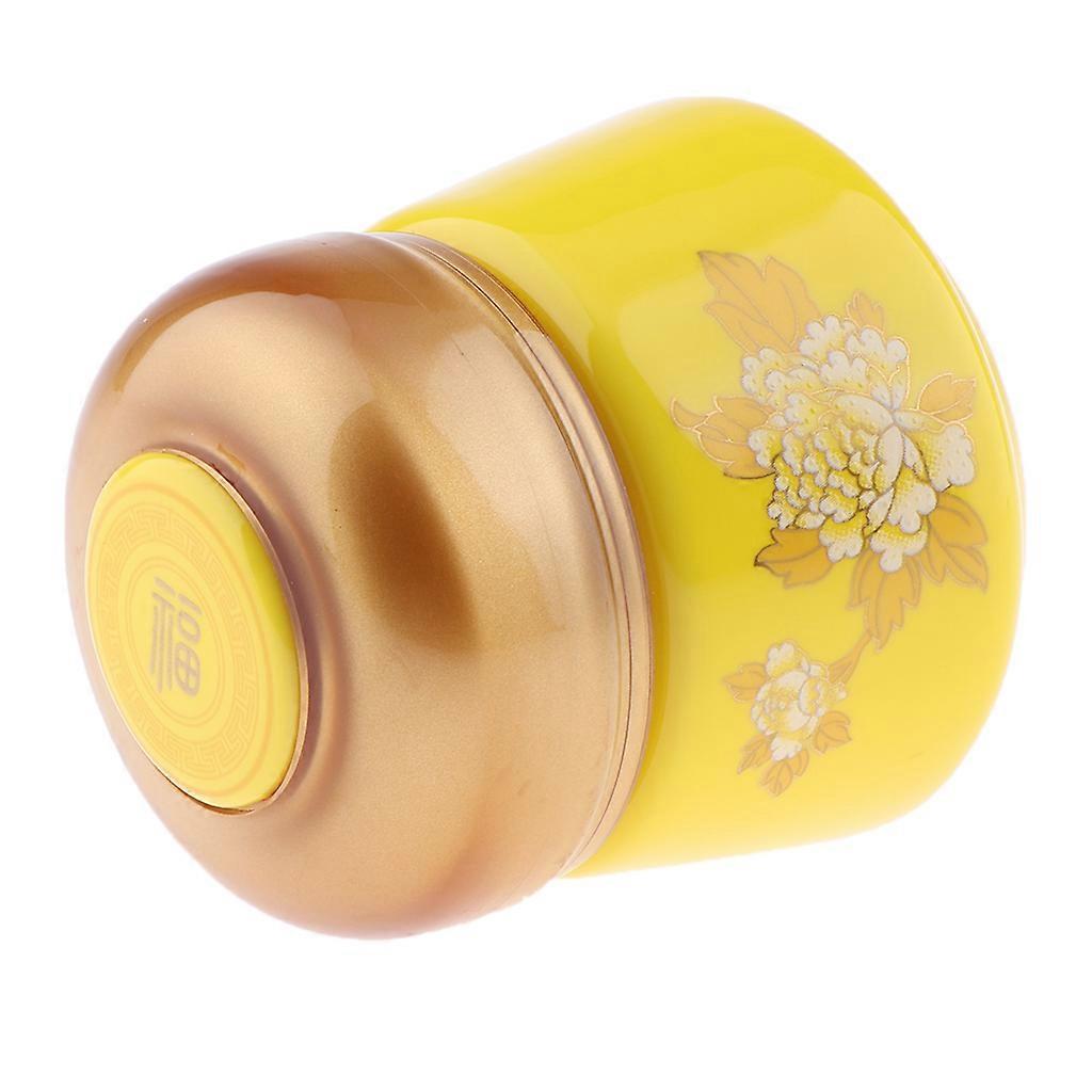 Leakproof Empty Ceramic Loose Powder Makeup Case Tea Tin Pot Containers Yellow