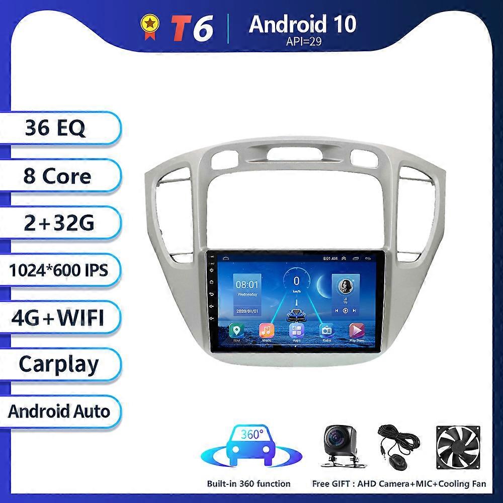 T8 Car Radio For Toyota Highlander 1 XU 2001-2007 Navigation GPS Stereo Carplay Auto Android Multimedia Player DSP 2din DVD