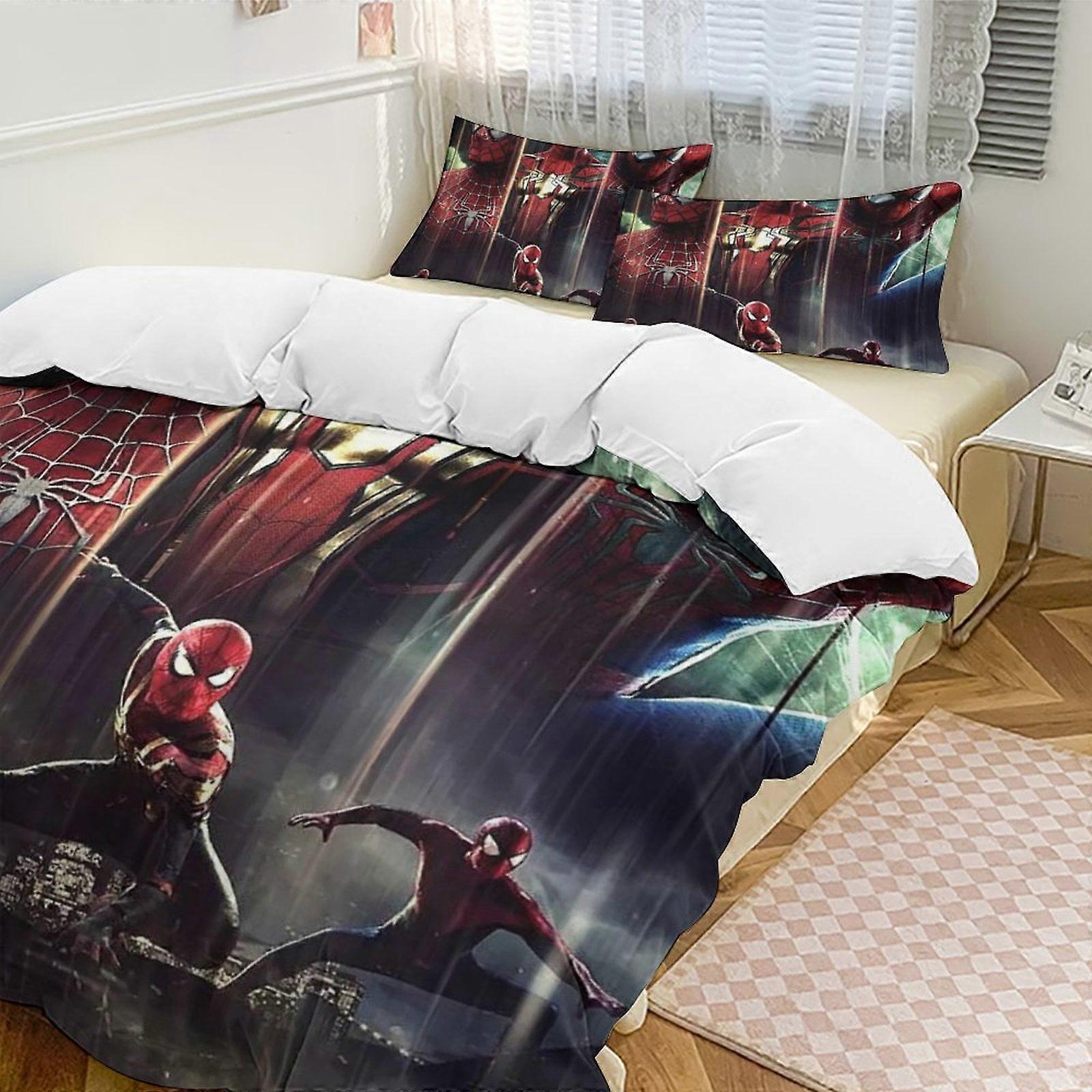 Zm238 Spider-Man 3-Piece Twin Bed Set - Includes 1 Single Quilt And 2 Pillow Cases Bedding - Fade Resistant Microfiber - Spider Lc238