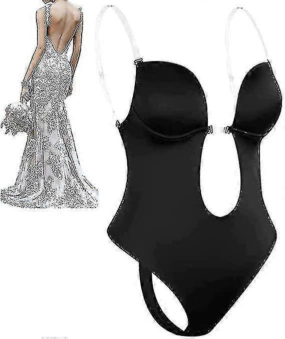 Women Plunging Deep V-neck Body Shaper Strapless Backless Bodysuit Shapewear