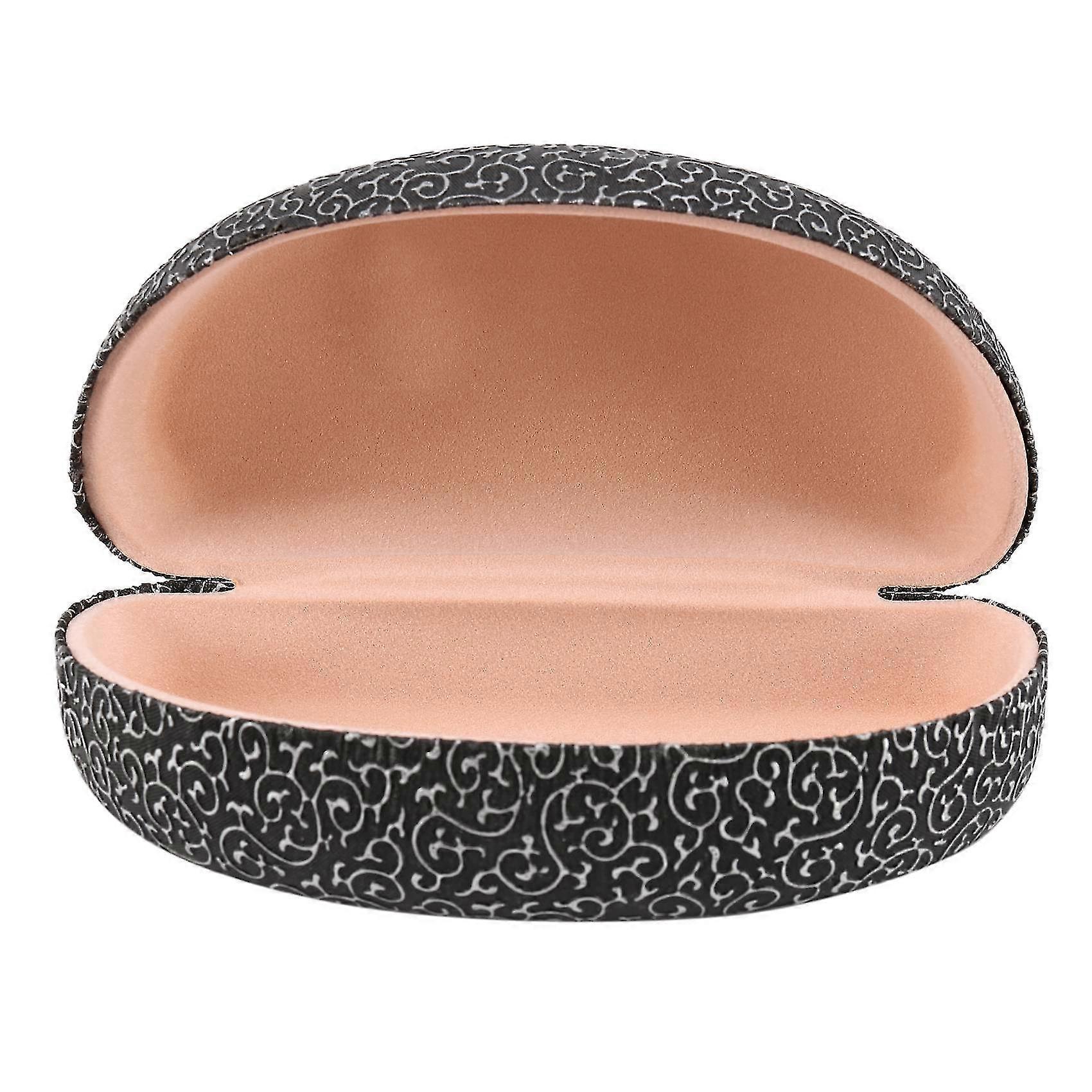 Clamshell Filigran geprägtes Hartschalen-Sonnenbrillenetui, Schwarz und Silber