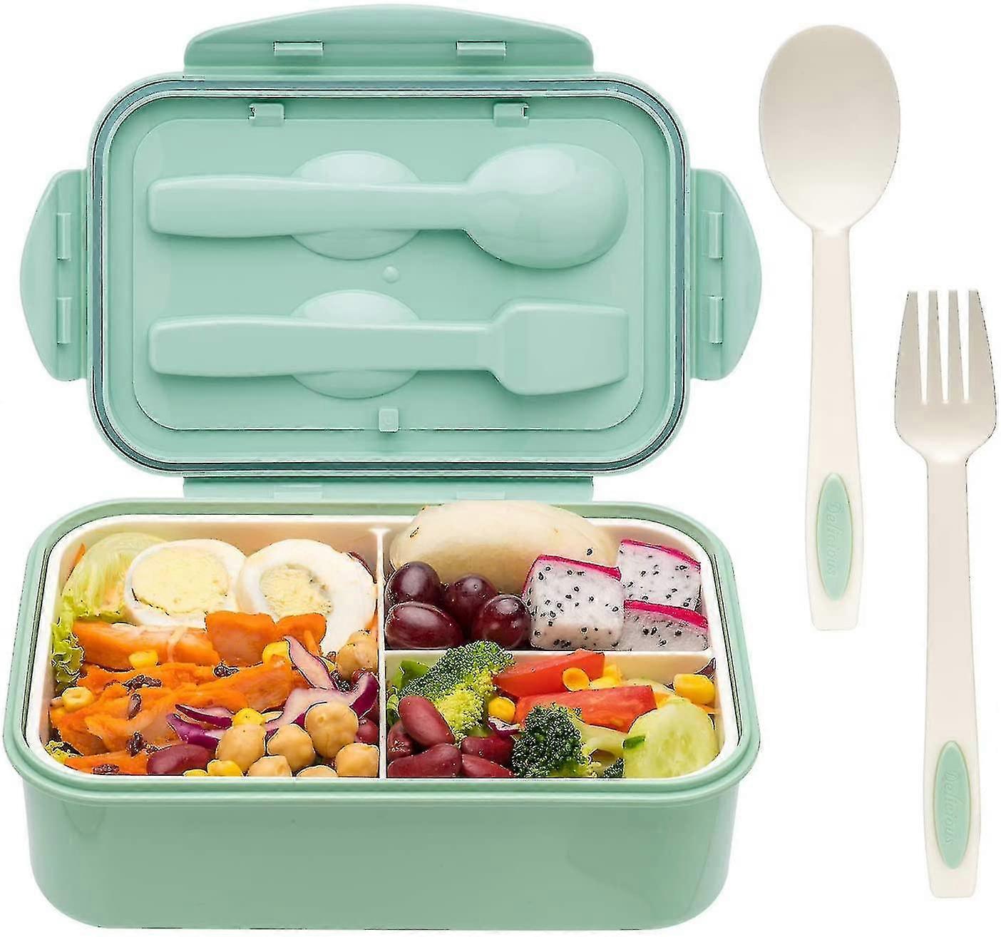 Bento Boxes For Adults - 1400 Ml Bento Lunch Box For Kids Childrens With Spoon & Fork - Durable, Leak-proof For On-the-go Meal, Bpa-free And Food-safe