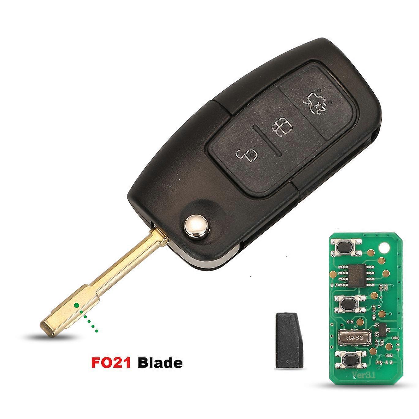 Car Remote Key Fob ASK 433Mhz For Ford Fiesta Focus 2 Ecosport Kuga Escape C Max Ka Fob HU101 / FO21 3 Buttons