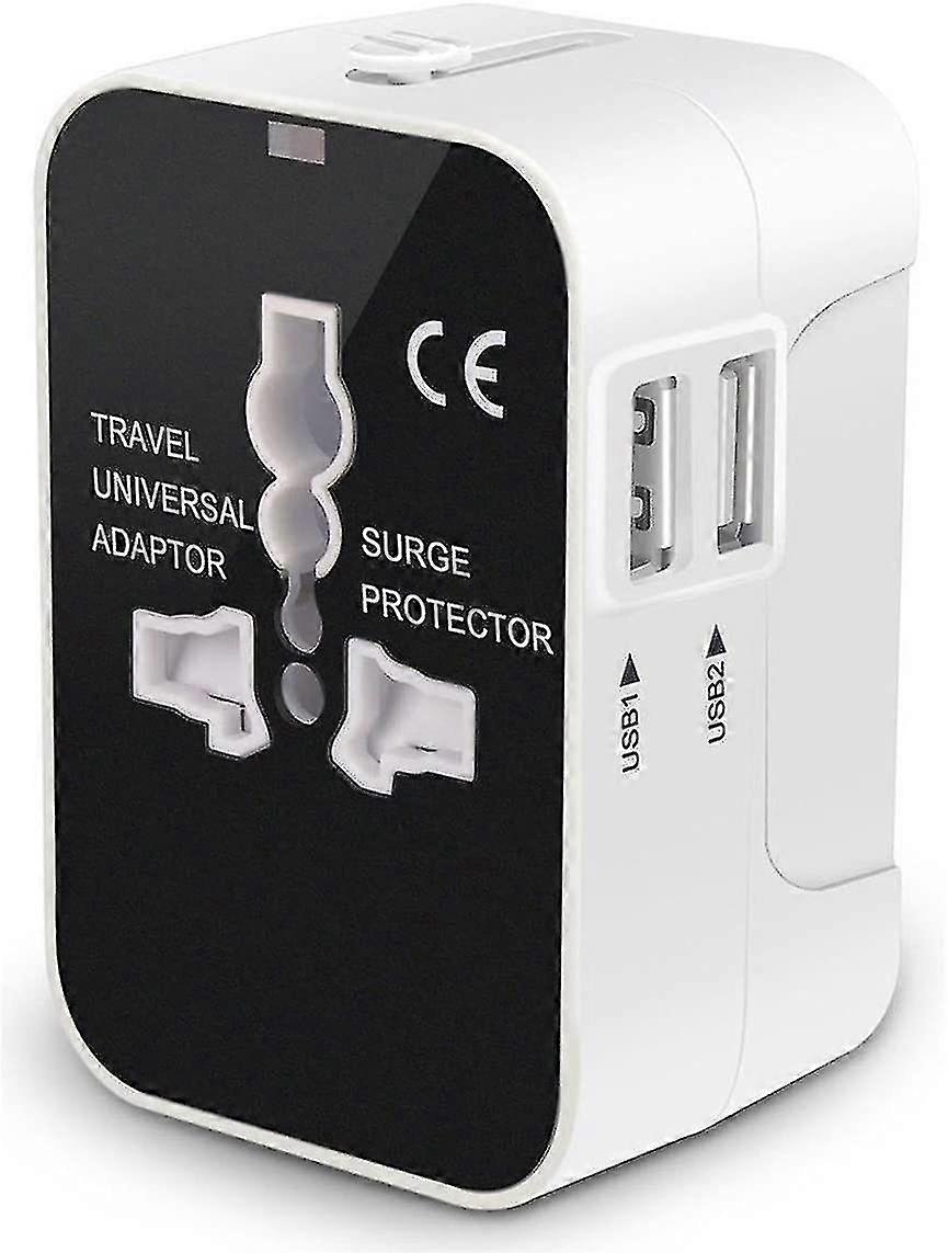 All-in-One-Reiseadapter-Ladegerät mit zwei USB-Ladeanschlüssen