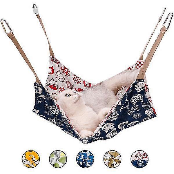 Pet Cat Hammock - Breathable Cat Swing Hammock Cat Bed - Good looking and comfortable - perfect for cats - Blue Red