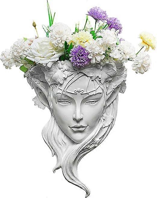 レジンプランター、フェイスプランターポットヘッド花瓶ヘッドデザイン多肉植物、植木鉢、女神像、多肉植物、植木鉢、壁掛けプランター花瓶、屋内用、屋内用、