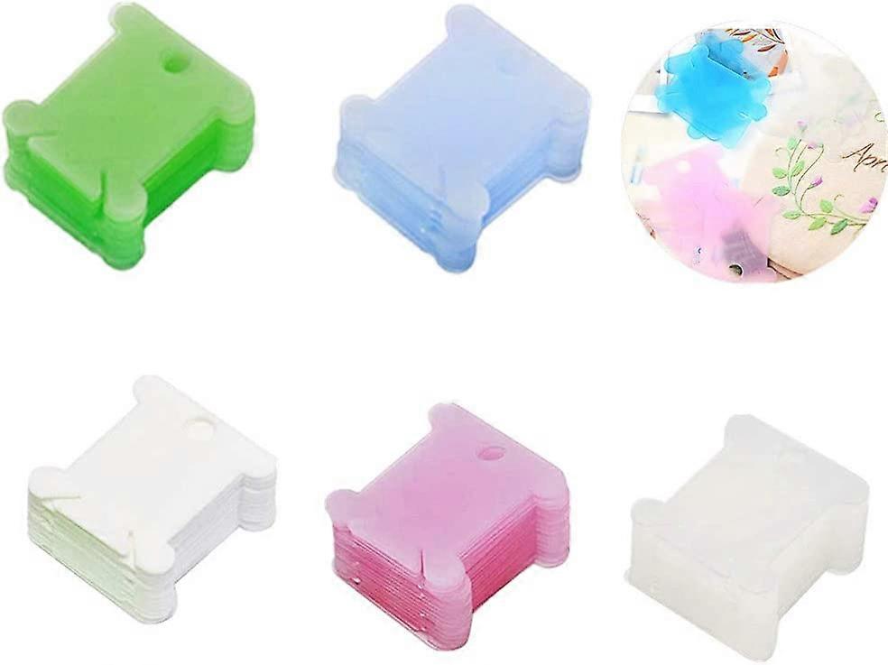 Spool Thread Plate,100 Pieces Plastic Thread Spools Cross Embroidery Bobbin for Sewing Machine Accessories 5 Colors