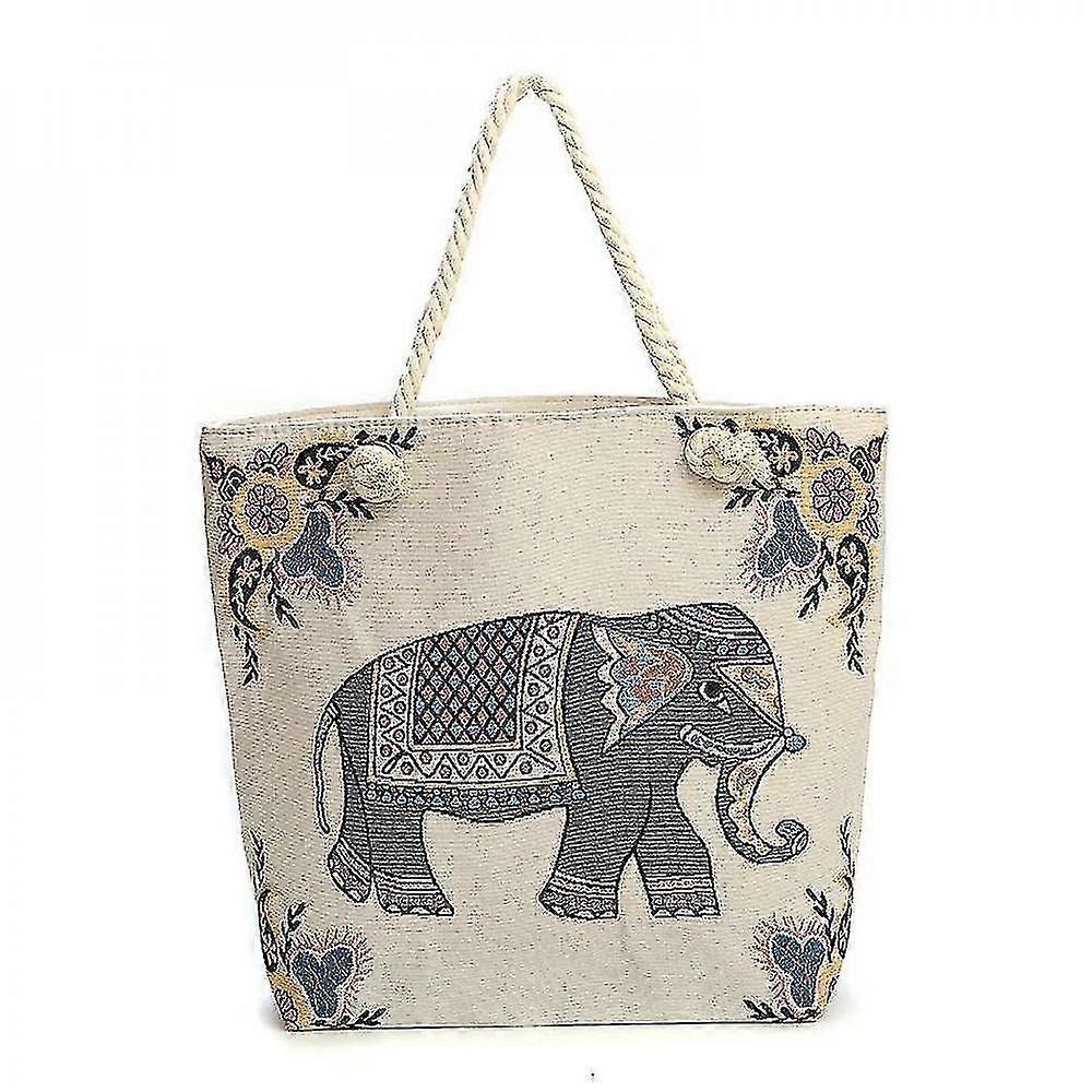 Embroidery Elephant Canvas Bag