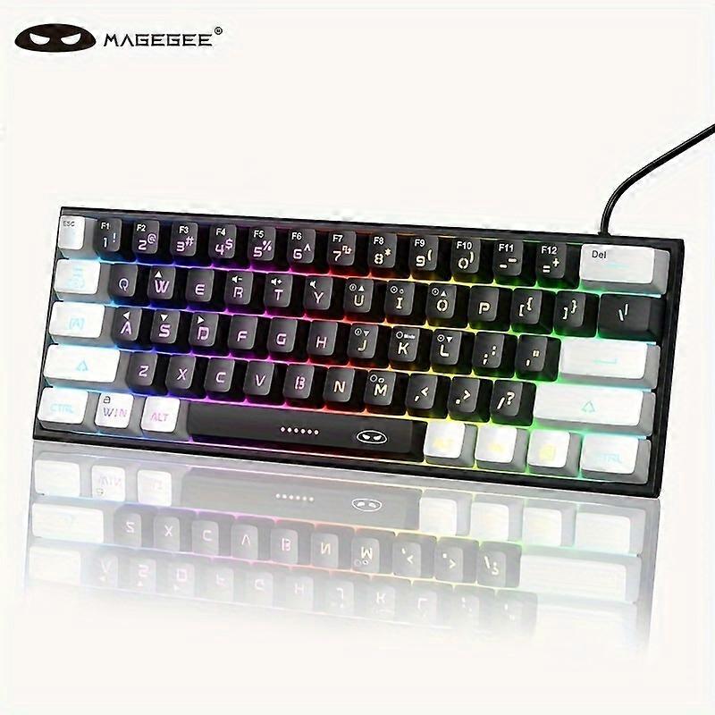 MageGee TS91 Mini 60% Gaming/Office Keyboard, Waterproof Keycap Type Wired RGB Backlit Compact Computer Keyboard For Windows/Mac/Laptop