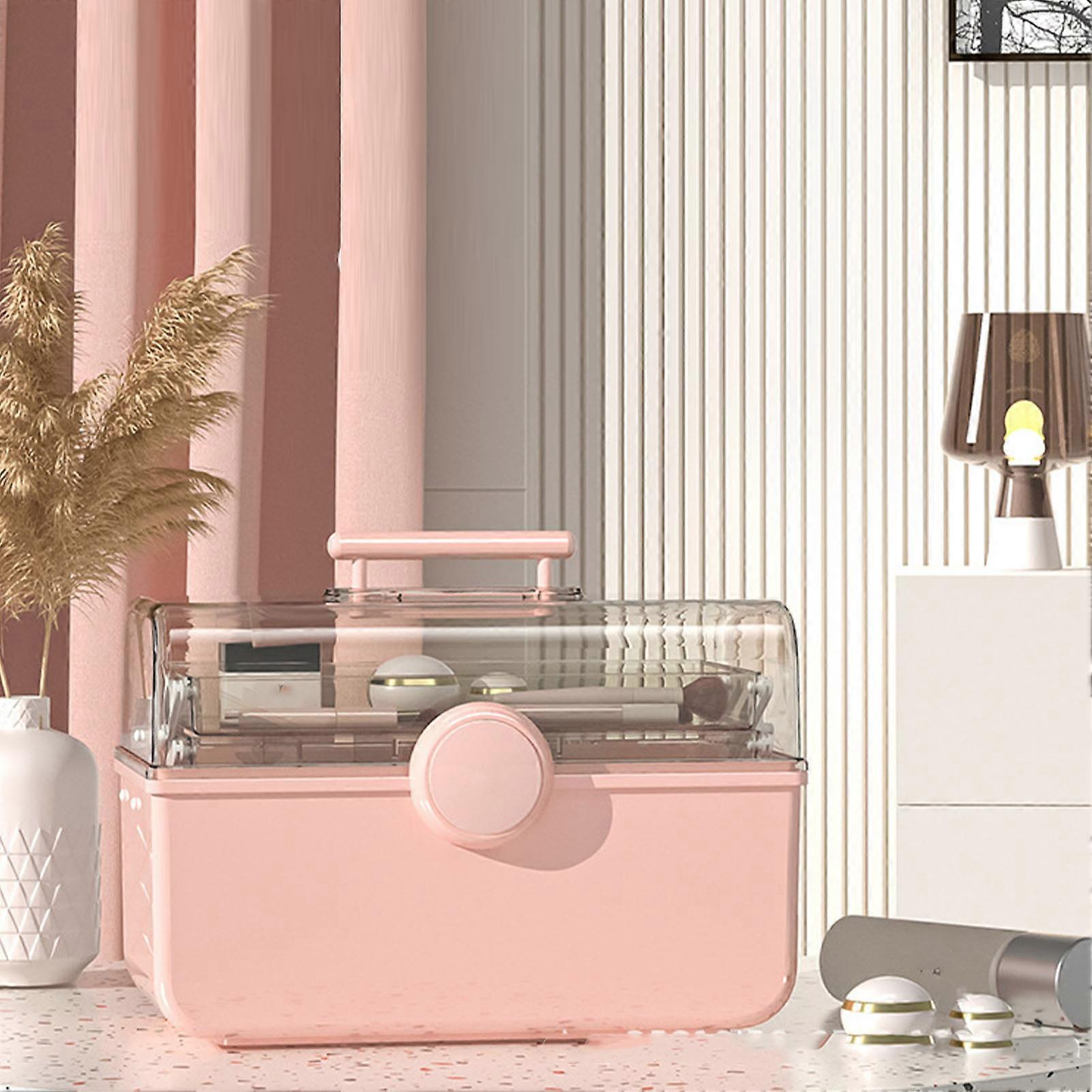 Handheld Transparent Plastic Dustproof Desktop Makeup Box for Diverse Storage Needs