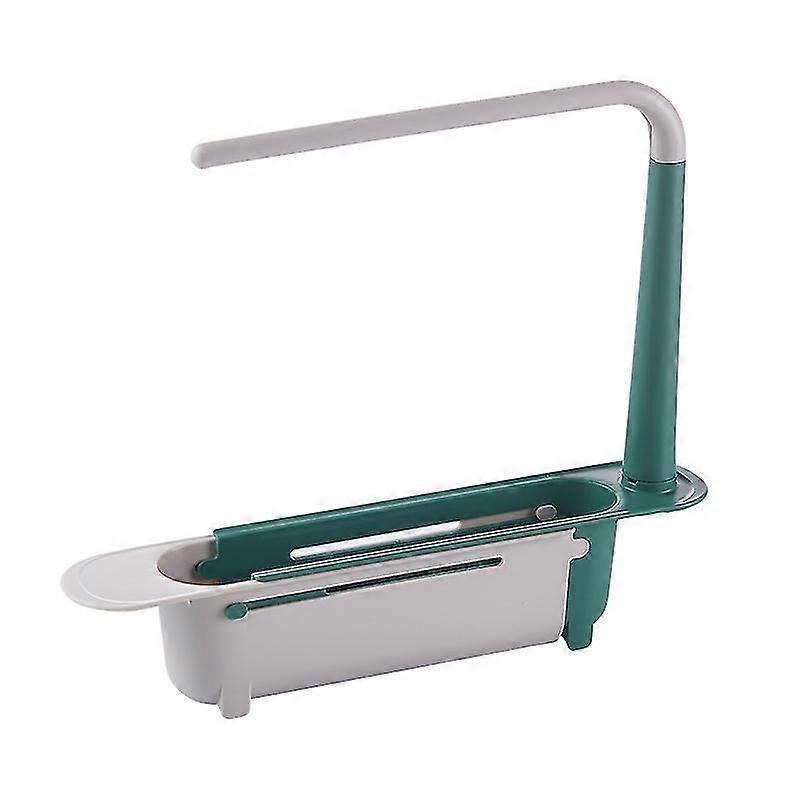 Sink Telescopic Shelf Kitchen Supplies Multifunctional Pull-out Storage Rack Can Hang Sink Dishwashing Cloth Rack green