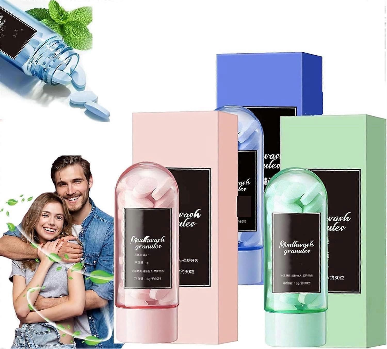 便利な歯茎保護ペレット、新鮮な息のための自然な旅行用マウスウォッシュパウダー、ポータブル固体歯磨き粉タブレット