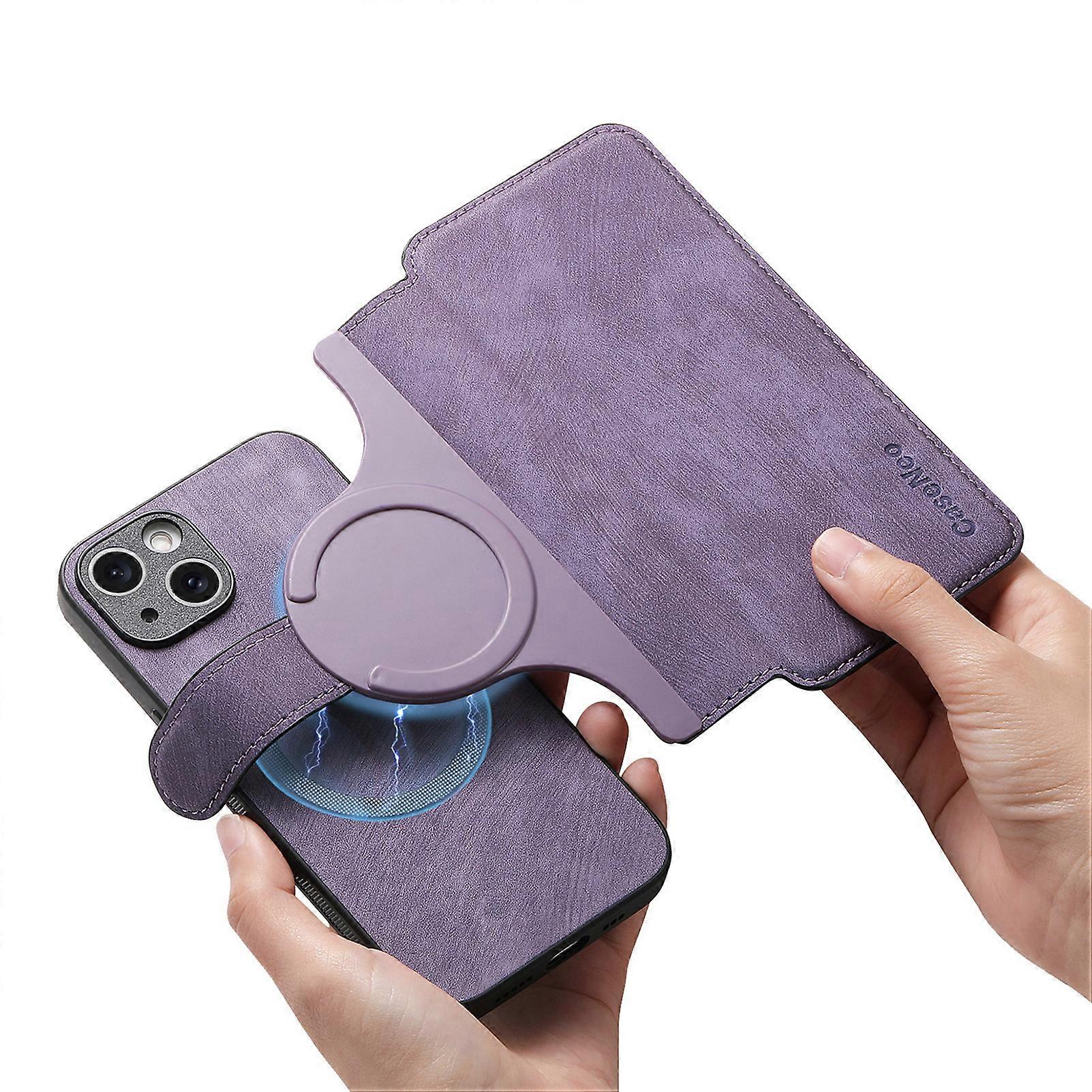 Removable Magnetic Wallet Case for iPhone 15 Men Women, RFID Blocking Material Retro Folio Flip Leather Case with 3 Card Slots
