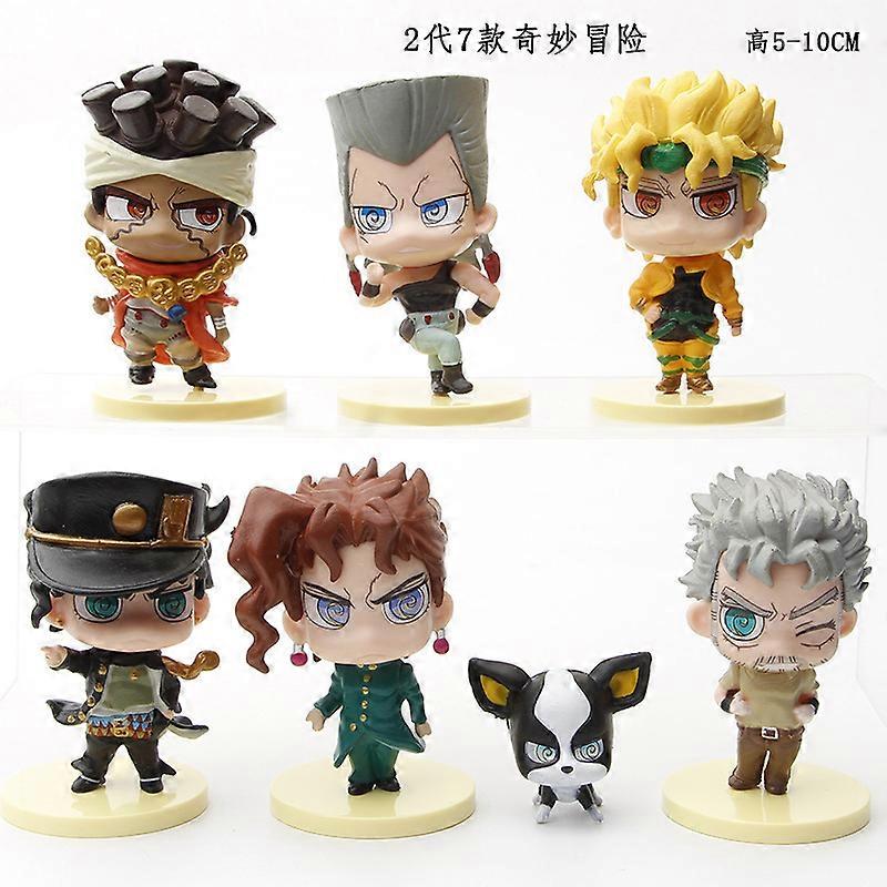 7stk/sæt Q Version Jojo figur Kujo Jotaro Iggy Muhammad Avdol Joseph Joestar PVC Action Figurer Samling Model Børn Legetøj