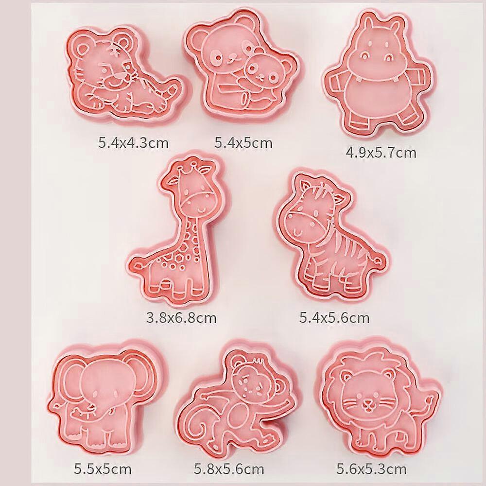 Dww-[Ensemble de 8 pices] moule  biscuits pour animaux de la fort dessin anim girafe presse  biscuits outil de cuisson rotatif  sucre en trois dimensi